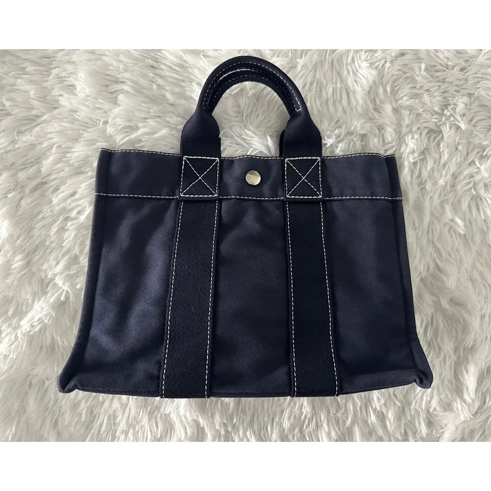 Hermès Deauville PM Canvas Navy Tote Bag Handbag